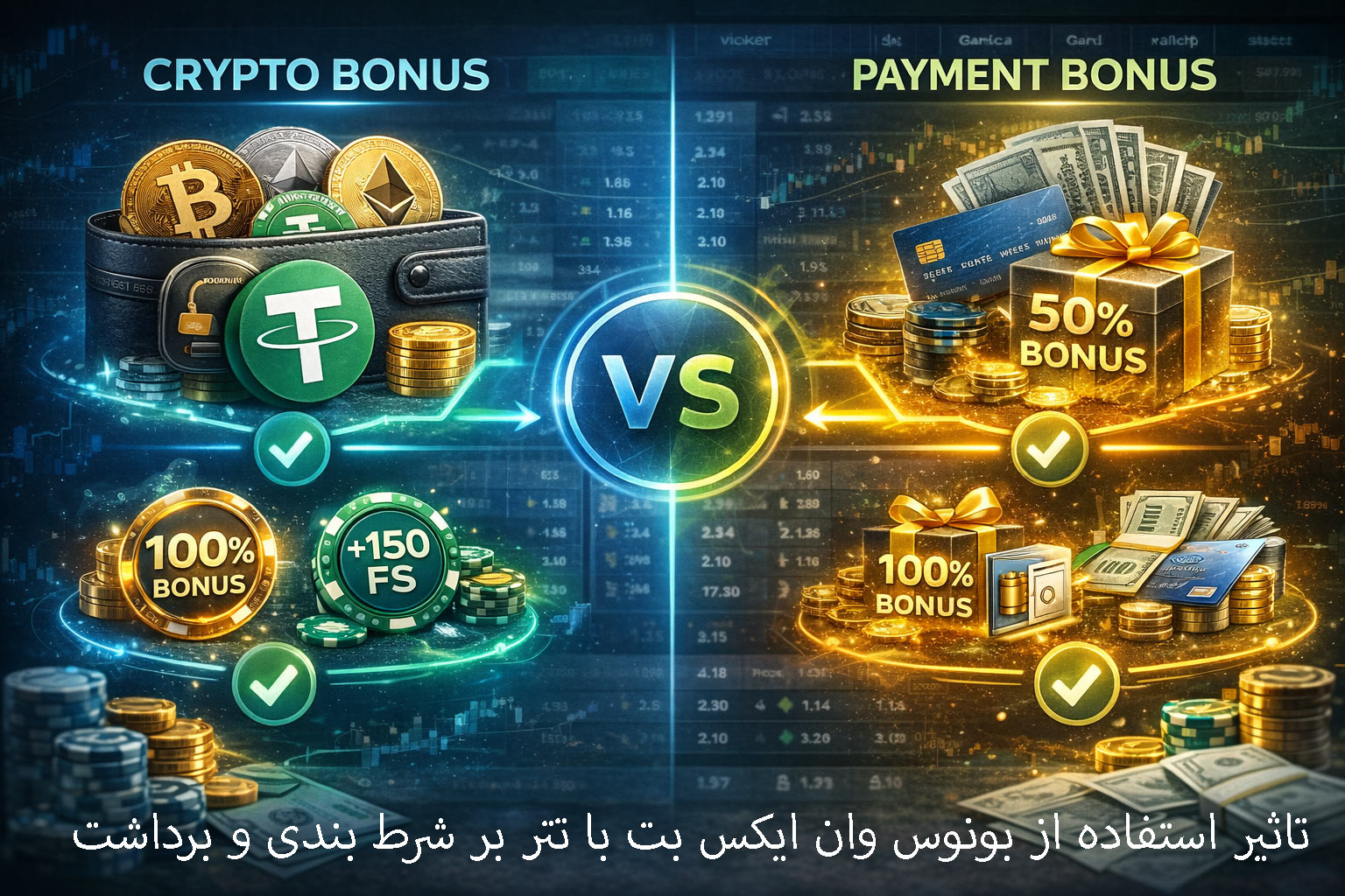 تاثیر استفاده از بونوس های وان ایکس بت با تتر بر شرط بندی و برداشت